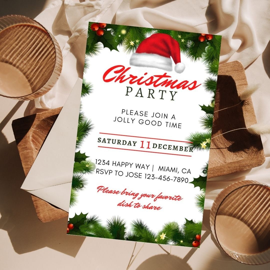 Christmas Invitation, Christmas Card, Invitation Template