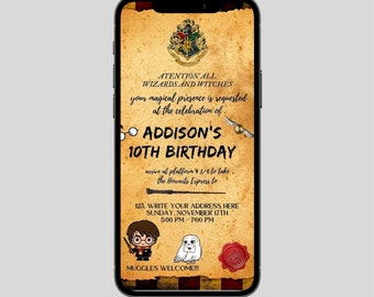 editable and Mobile Wizard invitation template, Wizard Birthday invitation, Wizard party, invitation template, Wizard theme birthday