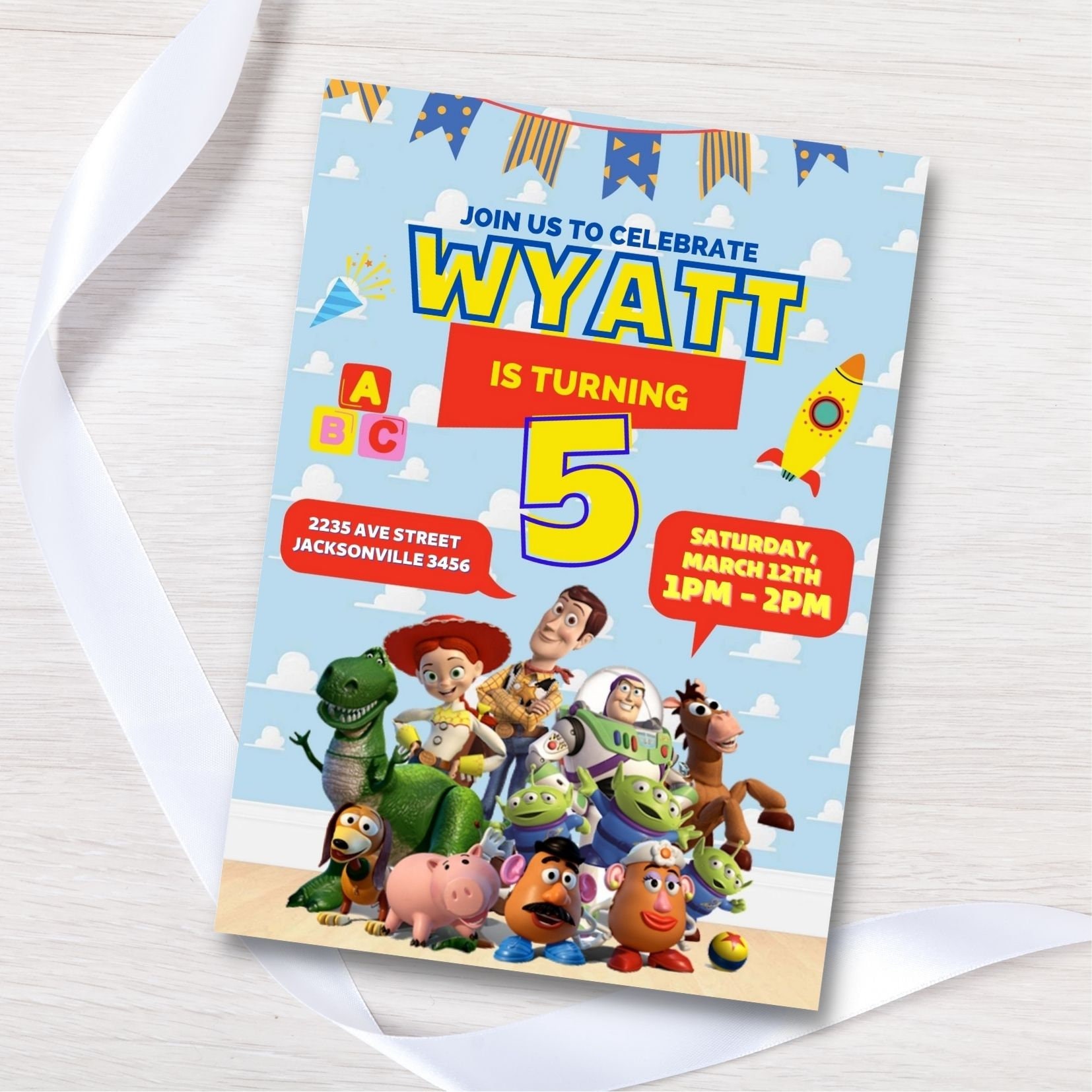 Printable and editable Toy Story Kid Birthday party invitation template,  Kid birthday party invite, Boy or girl Toy Story Party invite