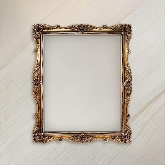11x14 Gold Vintage Style Picture Frame + Found Paper Art
