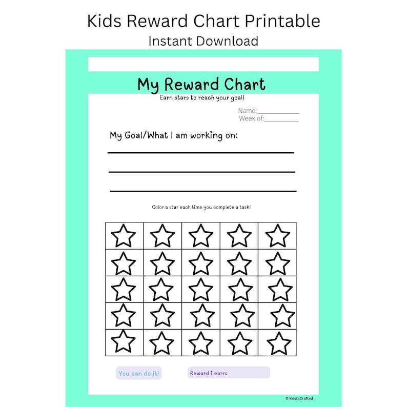 Kids Reward Chart Printable - Etsy