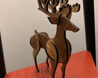 3D reindeer Christmas card ornament
