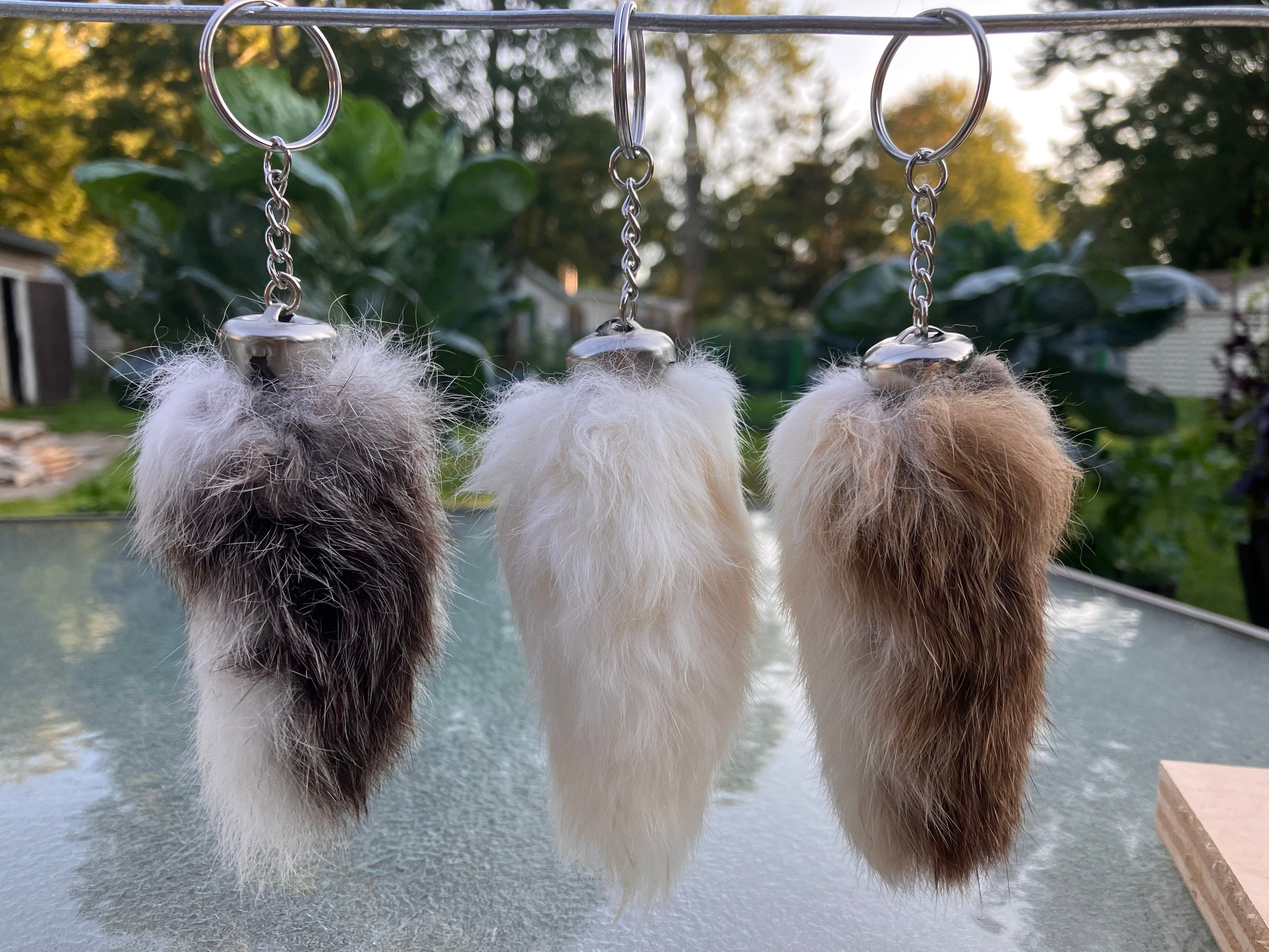 20*5cm Real Fox Tail Key Chain Fur Ball Keychain Fur Ball Pom Pom