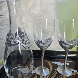 vintage seagull pewter wine glasses with carafe