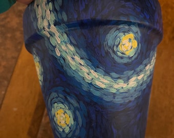 Starry night painted flower pot