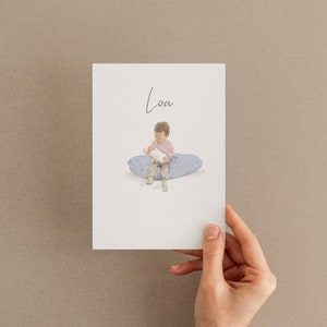 Faire-part de naissance portrait personnalisé naissance des frères et sœurs