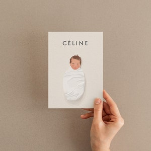 Portrait bébé annonce naissance carte faire-part de naissance faire-part de naissance portrait personnalisé art mural personnalisé