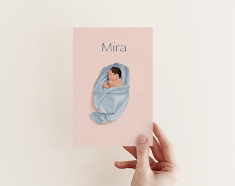 Birth announcement card nursery art wallart custom wallprint baby portrait