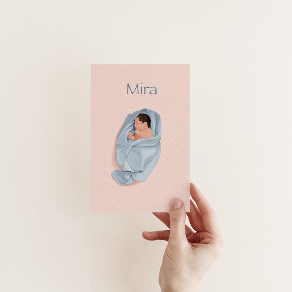 Birth announcement card nursery art wallart custom wallprint baby portrait