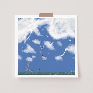 Enfants jouant dans les nuages