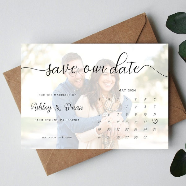 Wedding Save the Date with Photo, Save the Date Template, Wedding Save the Date Template, Printable, Do It Yourself Save the Date, Ashley