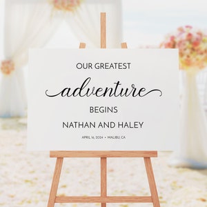 Our Greatest Adventure Begins Wedding Sign Template, Wedding Welcome Sign, Adventure Begins Wedding Sign, Printable Wedding Sign, Megan