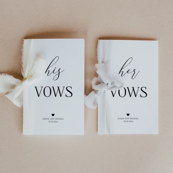 His and Her Vow Book, Vow Book, Vow Book Template, Printable Personalized Vow Book, Editable Vow Book, Custom Wedding Vows Keepsake