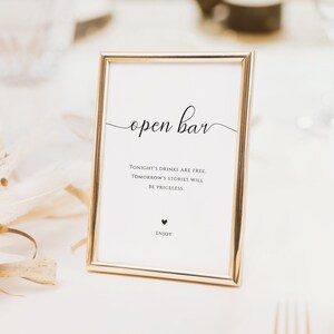 Wedding Open Bar Sign, Tonight&#39;s Drinks Are Free Tomorrow&#39;s Stories Will Be Priceless, Instant Download, Printable, Wedding Sign, Ashley