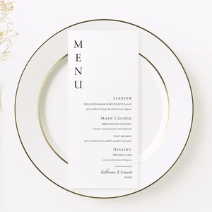 Modern Wedding Menu, Instant Downloadable Wedding Menu, Printable Wedding Menu, Aligned Wedding Menu, Wedding Menu Template