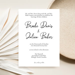 Minimalist Wedding Invitation Template, Printable Minimalist Wedding Invitation Template, Instant Downloadable Wedding Invitation, Brooke