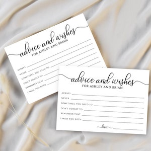 Tarjetas de consejos de boda, consejos para los recién casados, mejores deseos para los novios, tarjeta de consejos imprimible, juego de despedida de soltera, Ashley