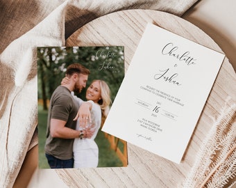 Wedding Invitation with Photo Template, Printable Wedding Invitation Template, Instant Downloadable Wedding Invitation, Invite with Photo