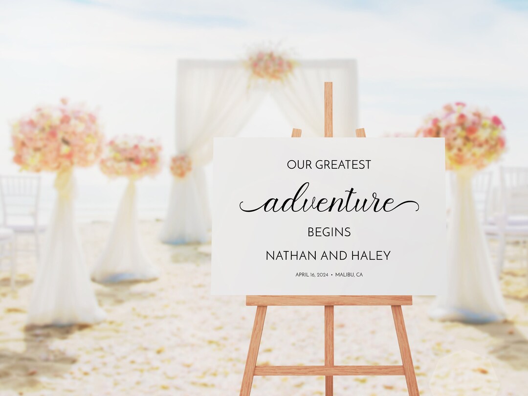Our Greatest Adventure Begins Wedding Sign Template, Wedding Welcome ...