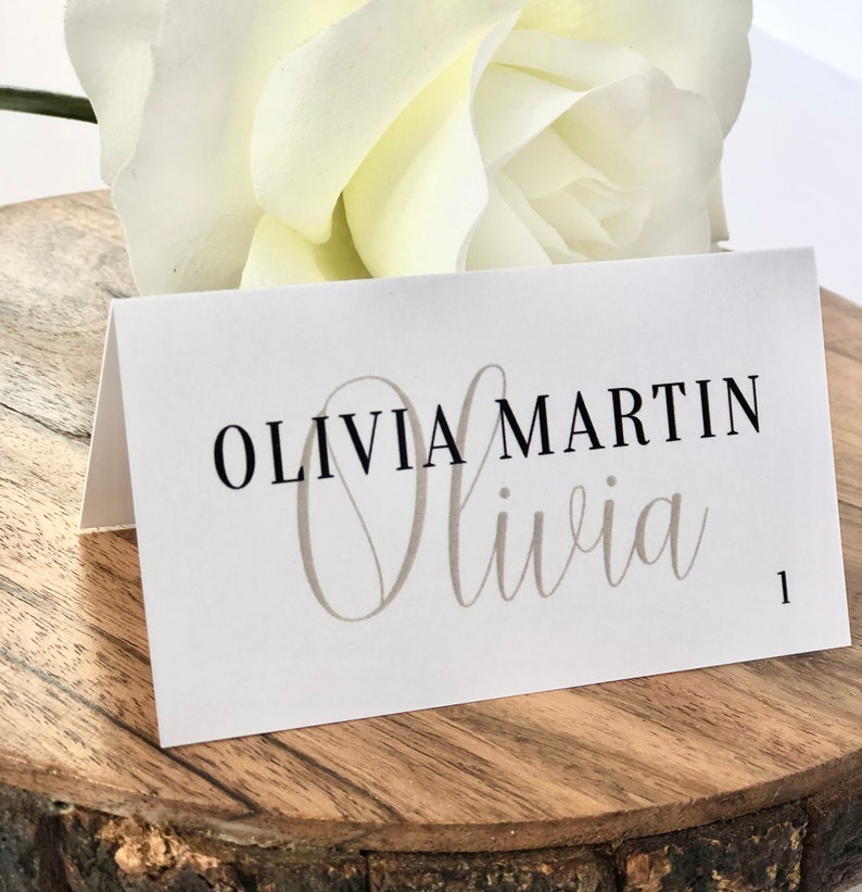 Modern Wedding Place Card Template With Meal Choice, Wedding Name Card