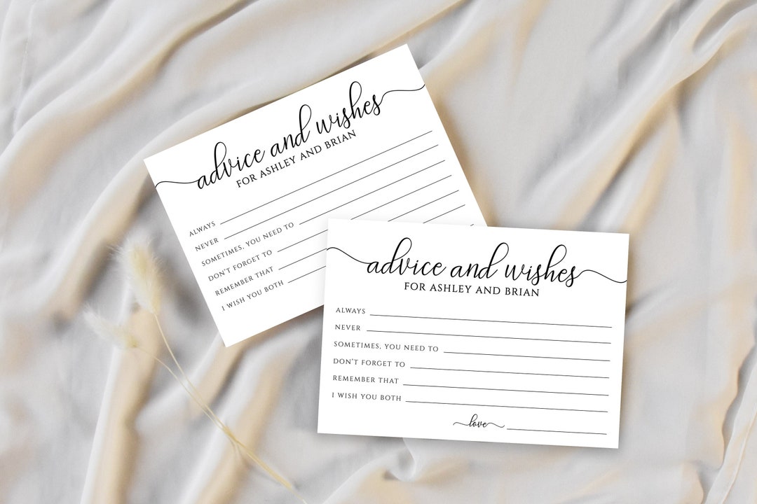 Wedding Advice Cards, Advice for the Newlyweds, Best Wishes for the ...
