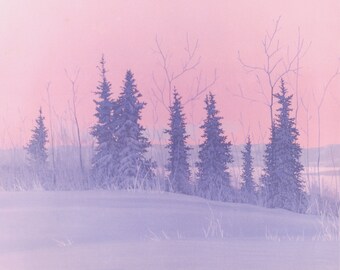 Prints of original acrylic paintings // Landscape Painting // Fine Art Print // Northern Sunset, Whitehorse, Yukon, Canada