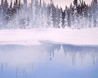 Limited Edition giclée // 10 Prints // Collectable // Fine Art Canvas Print or Paper Print //Winter, River Mist, Canmore, Alberta, Canada