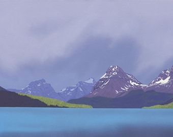 Prints of original acrylic paintings // Landscape Painting // Fine Art Print // Storm, Bow Lake, Banff National Park, Alberta, Canada