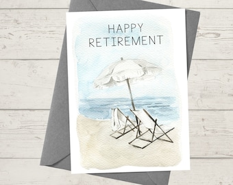 Printable Retirement Card / Happy Retirement / Beach Retirement / Instant Download / 5x7 Digital Greeting Card / Retirement PDF