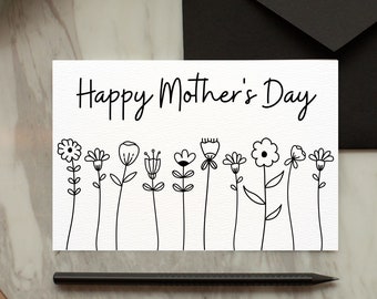 Tarjeta imprimible del Día de la Madre / Tarjeta en blanco y negro / Descarga instantánea / Tarjeta de felicitación imprimible 5x7 / PDF del Día de la Madre