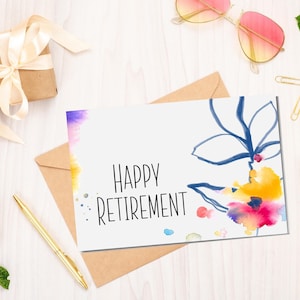 Carte de retraite imprimable / Bonne retraite / Aquarelle / Téléchargement instantané / Carte de voeux numérique 4x6 / PDF de retraite