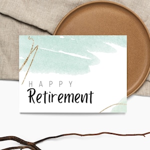 Carte de retraite imprimable / Bonne retraite / Mint & Gold / Téléchargement instantané / Carte de voeux numérique 5x7 / PDF de retraite