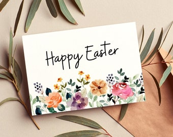 Printable Easter Card /Happy Easter Card / Springtime Flowers / Instant Download / 5x7 Printable Greeting Card / Easter PDF