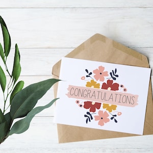 Tarjeta de felicitación imprimible / Tarjeta de jubilación / Tarjeta de boda / Tarjeta de despedida de soltera / Tarjeta de felicitación digital 4x6 / Felicitaciones PDF
