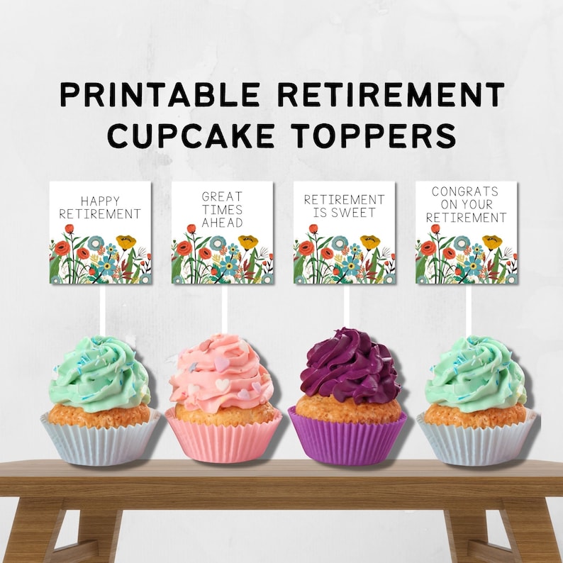 Printable Retirement Cupcake Toppers / Instant Download / Retirement
