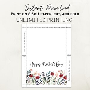 Printable Mother's Day Card / Happy Mother's Day / Instant Download ...