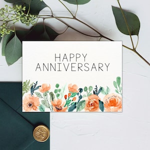 Tarjeta de Aniversario Imprimible / Feliz Aniversario / Descarga Instantánea / Tarjeta de Felicitación Digital 5x7 / Aniversario PDF
