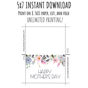 Printable Mother's Day Card / Happy Mother's Day / Instant Download ...