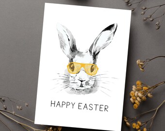 Printable Easter Card / Funny Easter Card / Watercolor Bunny / Instant Download / 5x7 Digital Greeting Card / Digital Easter PDF