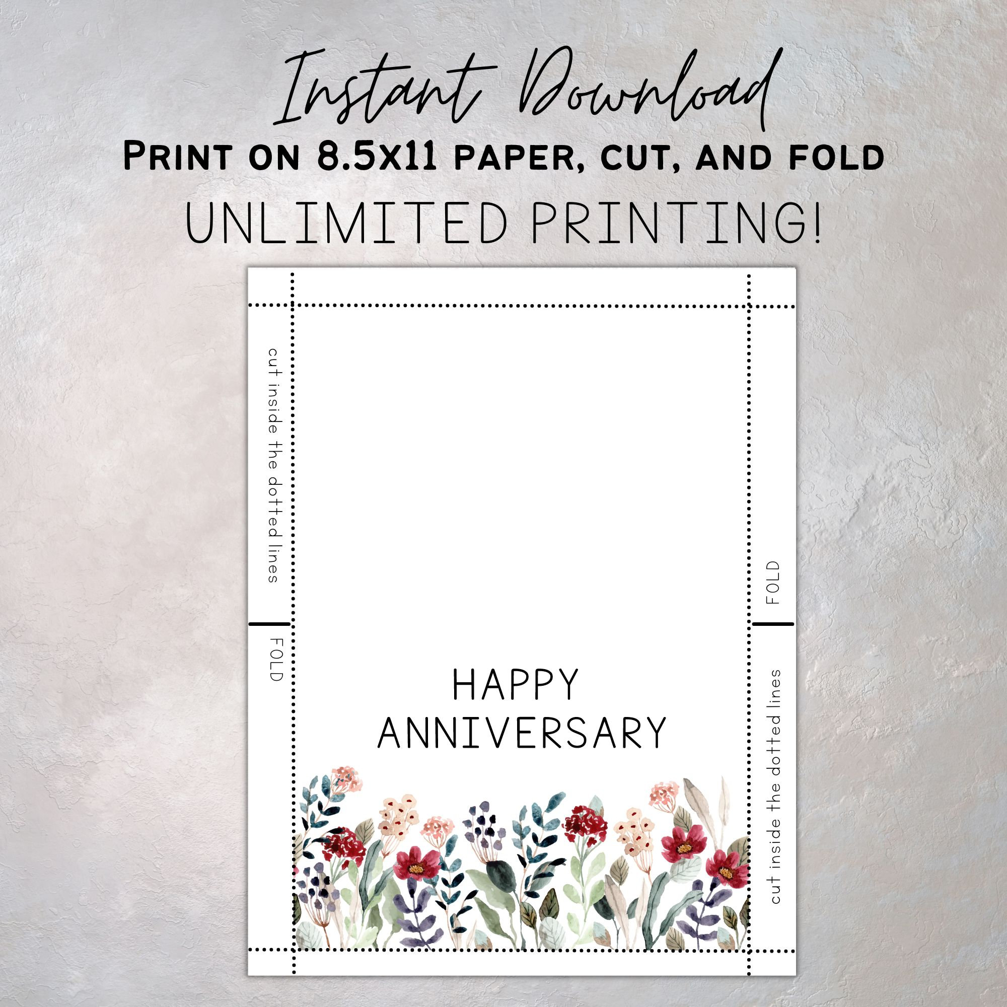 Printable Anniversary Card / Happy Anniversary / Instant Download / 5x7
