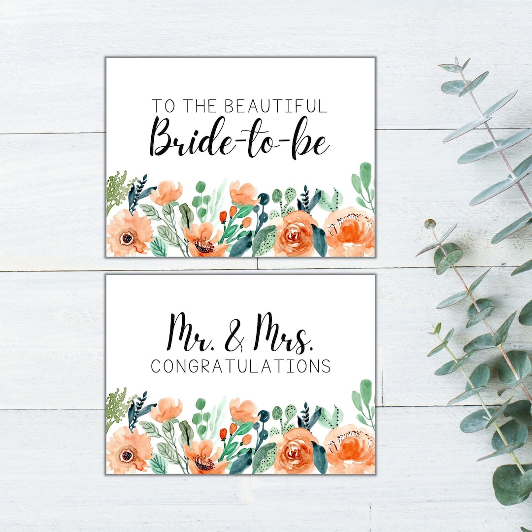 Printable Bridal Shower and Wedding Card / Beautiful Bridetobe Card