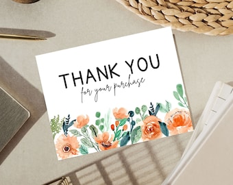 Printable Business Thank You For Your Purchase Card / Non-Editable Small Business Card / Customer Thank You Insert / Packaging Insert