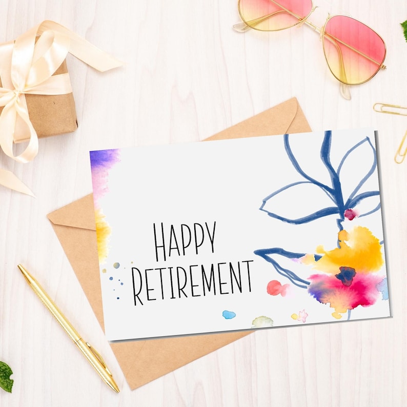 Printable Retirement Card / Happy Retirement / Watercolor / Instant ...