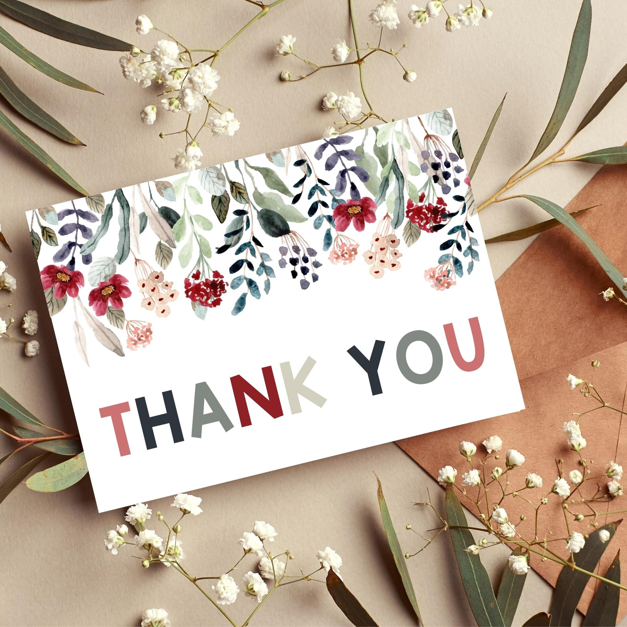 Printable Thank You Card / Instant Download / 5x7 Digital Greeting Card ...