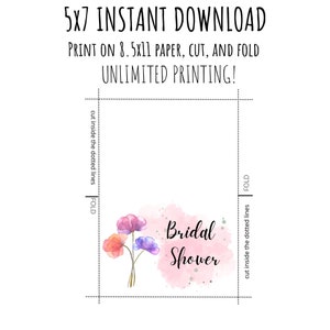 Printable Bridal Shower Card / Instant Download / 5x7 Digital Greeting ...