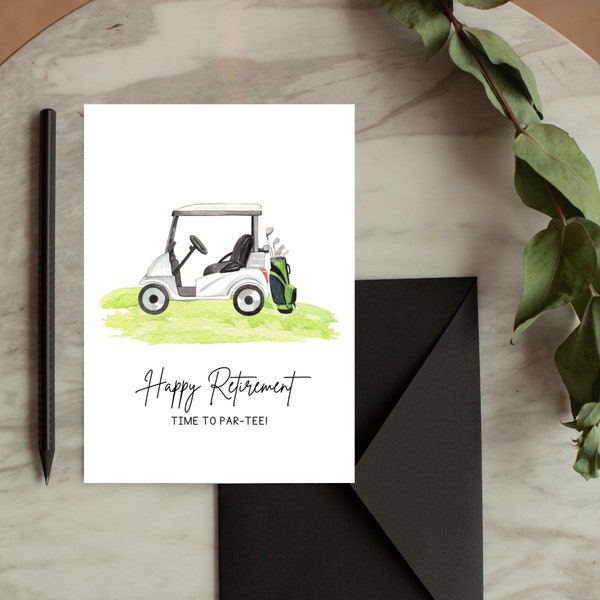 Printable Retirement Card / Happy Retirement / Golf Retirement / Instant Download / 5x7 Digital Greeting Card / Retirement PDF