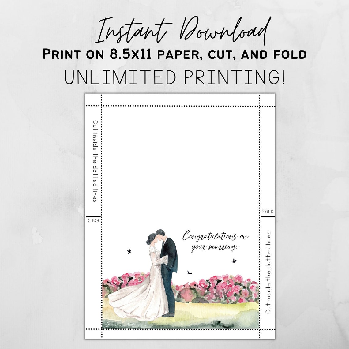 Printable Wedding Card / Congratulations on Your Marriage / Instant ...