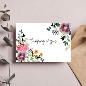 Carte imprimable en pensant à vous / Get Well Card / Téléchargement instantané / Carte de vœux imprimable 5 x 7 / En pensant à vous PDF