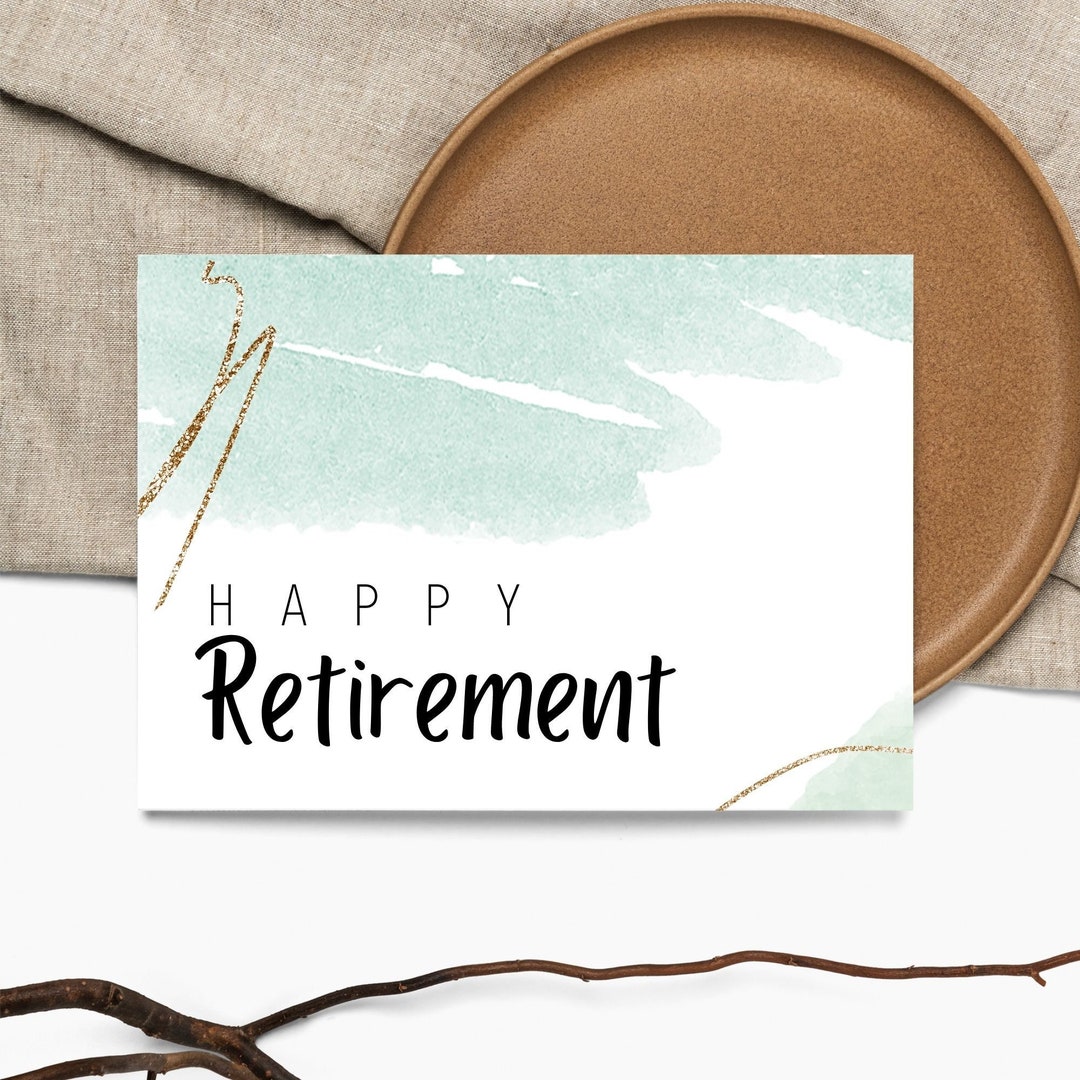 Printable Retirement Card / Happy Retirement / Mint &amp; Gold / Instant ...