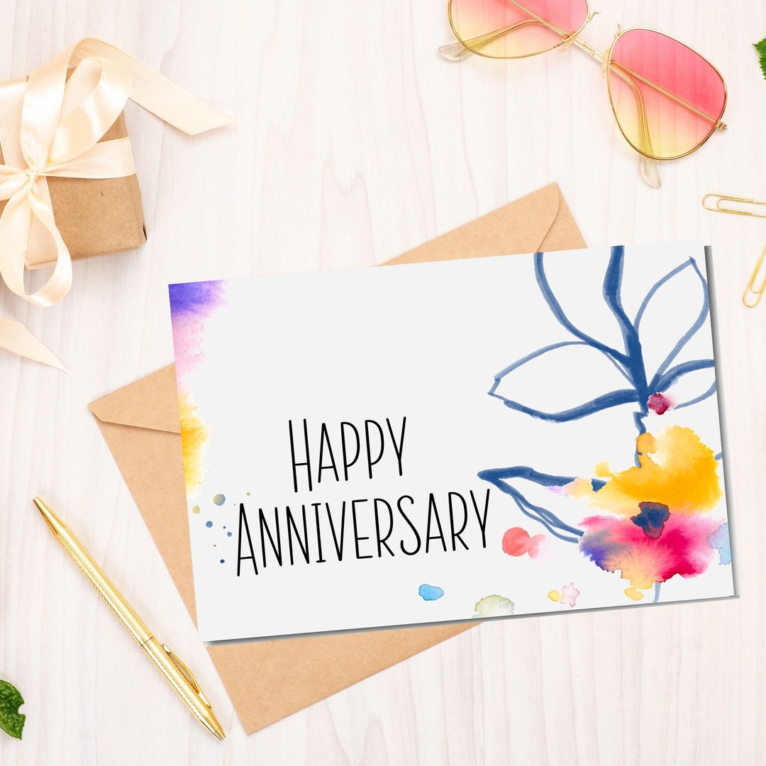 Printable Anniversary Card / Happy Anniversary / Instant Download / 4x6 ...